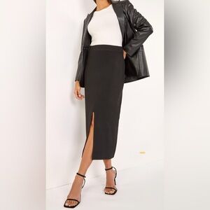 Wilfred Black Midi Pencil Skirt with Slit